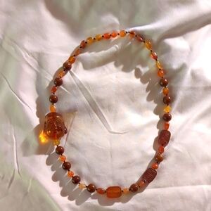 Buddha Amber Beaded Necklace